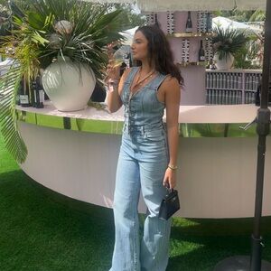 Pistola Essence Blue Fitted Vest Jumpsuit